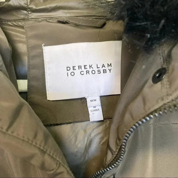 Derek Lam 10 Crossby army green faux fur hooded jacket - Picture 3 of 13